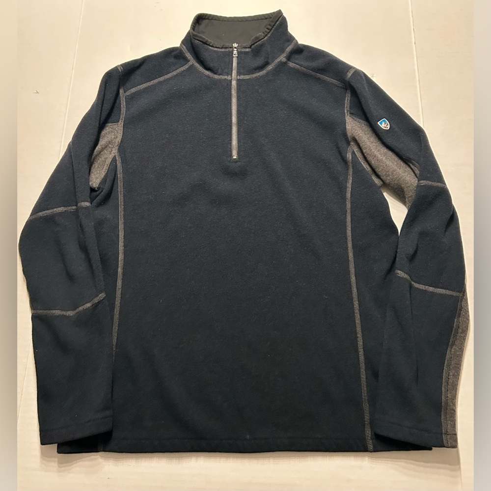 Kuhl Revel Sweater Pullover  1/4 Zip Hiking Outdoors Men’s Size Medium Navy Gray